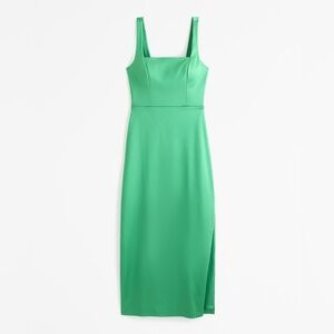 Abercrombie & Fitch Sculpting Stretch Satin Midi Dress